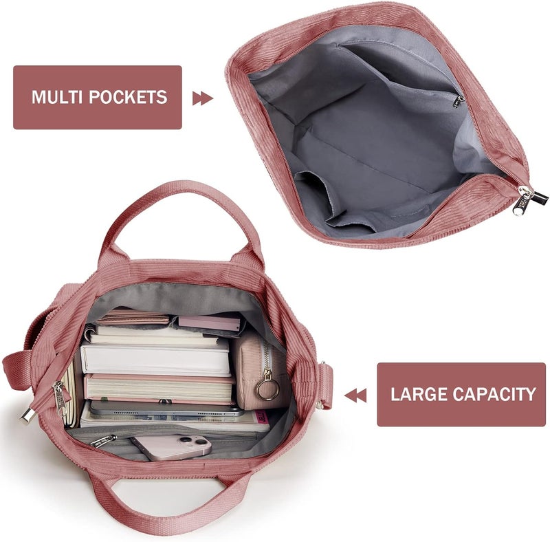 KALIDI Corduroy Tote Bag, Large Messenger Bag Shoulder Hobo Anti Splash Crossbody Zipper Bag Casual Work Shopping Women - Image 4